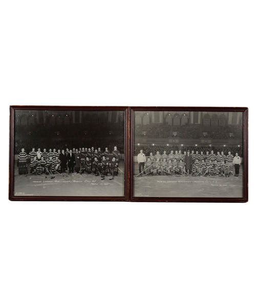 New York Rangers & Americans vs Ottawa Senators in Atlantic City 1929-30 Framed Group Team Photos (2 – 11 ½” x 14 ½”) 