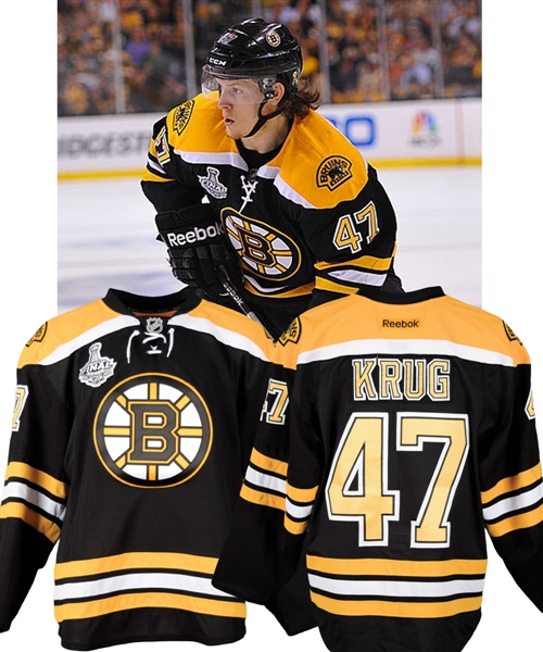 Torey Krugs 2012-13 Boston Bruins Game-Worn Stanley Cup Finals Pre-Rookie Season Jersey with Team LOA - Photo-Matched!