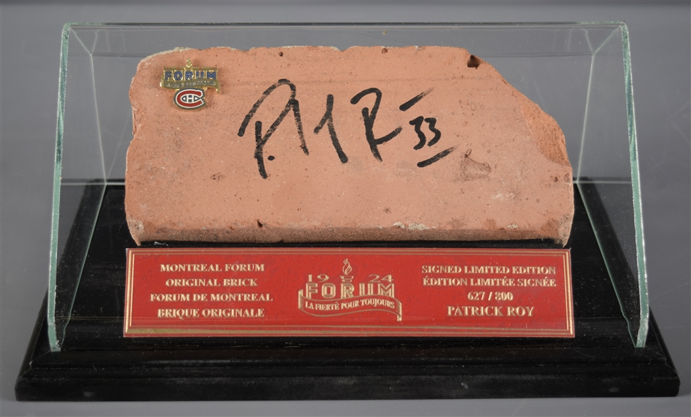 Patrick Roy Signed Montreal Forum Limited-Edition Brick #627/800 in Display Case with Team COA