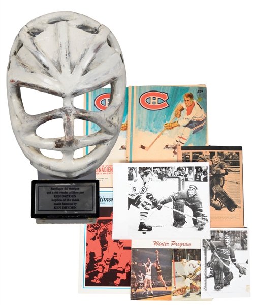 Ken Dryden Autograph and Memorabilia Collection of 12 with Replica Mask, Pre-NHL Programs and More!