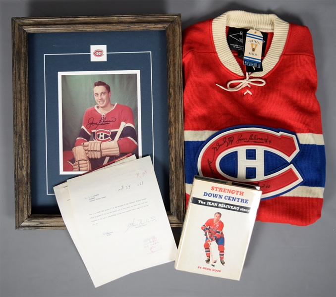 Montreal Canadiens Autograph Collection of 4 with Wool Jersey Signed by 4 Legends
