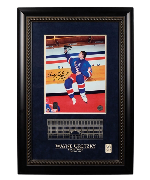 Wayne Gretzky Signed New York Rangers "Final Game" Framed Display with WGA COA (21” x 30”) 