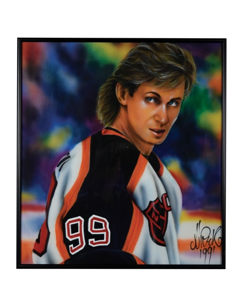 Wayne Gretzky NHL All-Star Game Framed Original Painting on Canvas by Artist Jurek Zamoyski