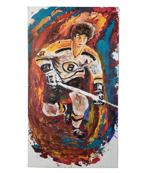 Bobby Orr Boston Bruins Original Painting on Canvas by Renowned Artist Murray Henderson (22” x 39”) 