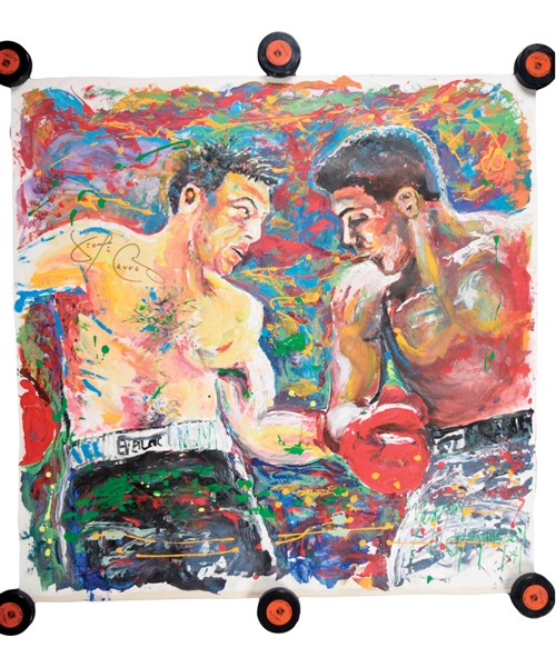 George Chuvalo and Muhammad Ali Original Painting on Canvas by Renowned Artist Murray Henderson (36” x 36”) 