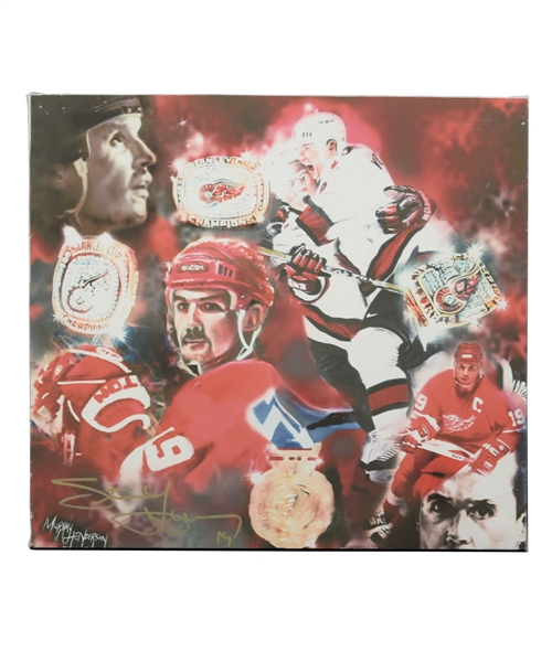 Steve Yzerman Detroit Red Wings Signed Print on Canvas by Renowned Artist Murray Henderson (18" x 20") 