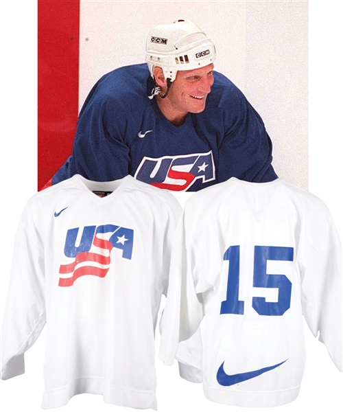 Brett Hulls 1996 World Cup of Hockey Team USA Practice-Worn Jersey