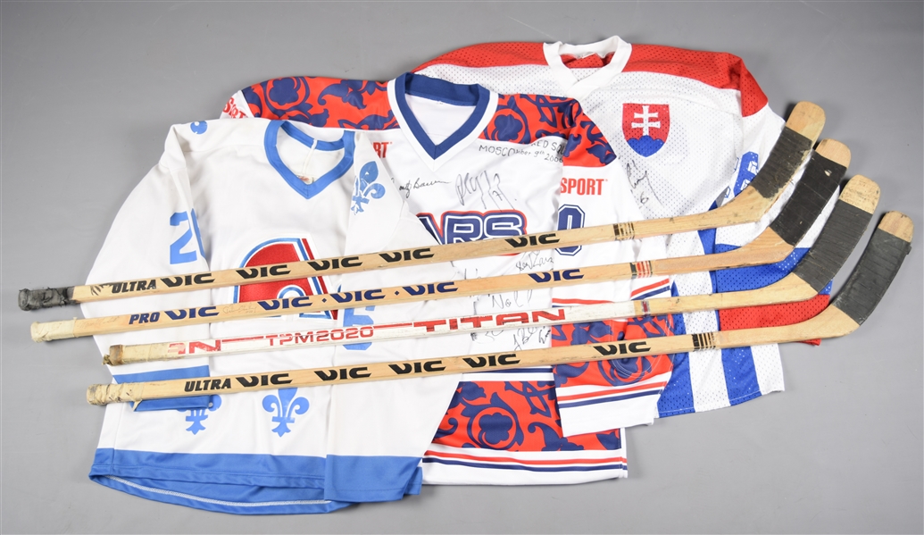 Stastny Brothers Collection with Quebec Nordiques Game-Used Sticks (4), Peter Stastny Signed Slovakia Jersey and More!