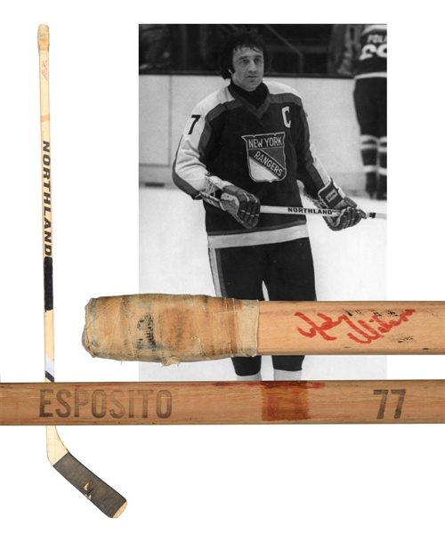 Phil Espositos Late-1970s New York Rangers Northland Game-Used Stick