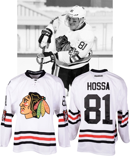 Marian Hossas 2015 NHL Winter Classic Chicago Blackhawks Warm-Up Worn Jersey with NHLPA LOA