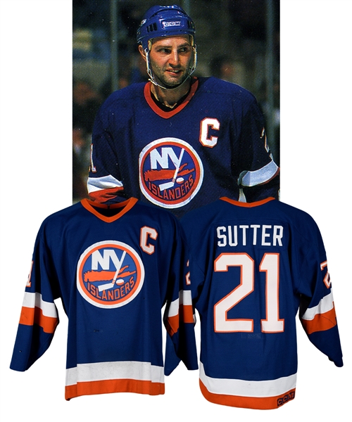 Brent Sutters 1989-91 New York Islanders Game-Worn Captains Jersey with LOA - Photo-Matched!