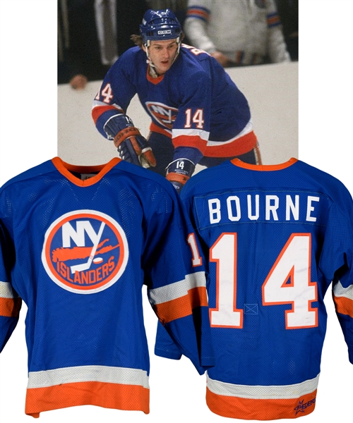 Bob Bournes 1984-85 New York Islanders Game-Worn Jersey with LOA - Team Repairs!