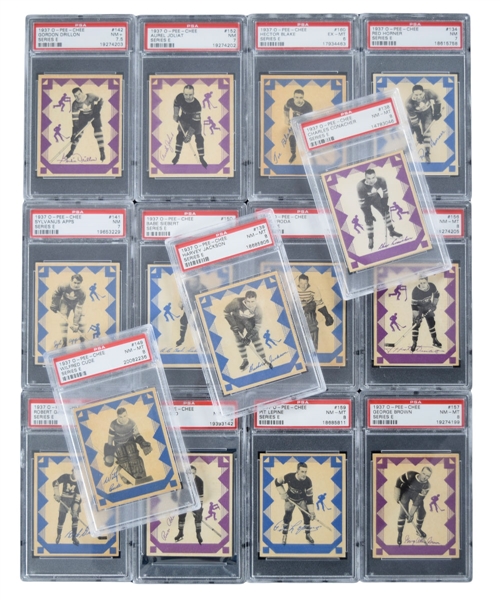 1937-38 O-Pee-Chee Series "E" (V304E) PSA-Graded Complete 48-Card Hockey Set - Current Finest and All-Time Finest PSA Set!