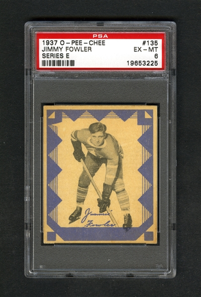 1937-38 O-Pee-Chee Series "E" (V304E) Hockey Card #135 Jimmy Fowler - Graded PSA 6 