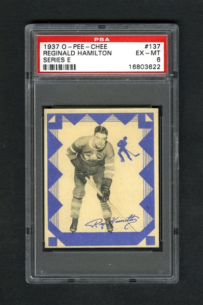 1937-38 O-Pee-Chee Series "E" (V304E) Hockey Card #137 Reg Hamilton RC - Graded PSA 6 - Highest Graded!