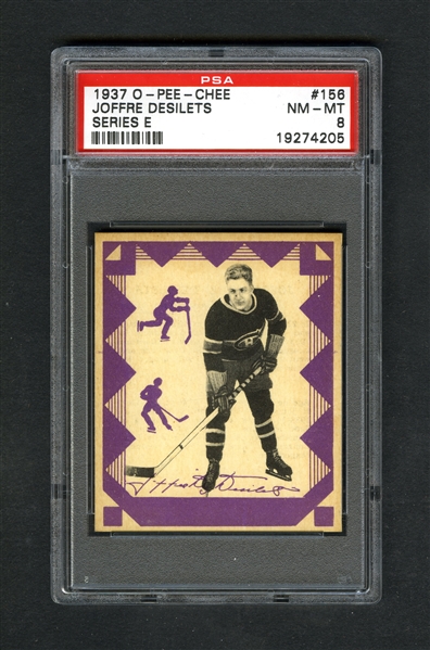 1937-38 O-Pee-Chee Series "E" (V304E) Hockey Card #156 Joffre Desilets - Graded PSA 8 - Highest Graded!