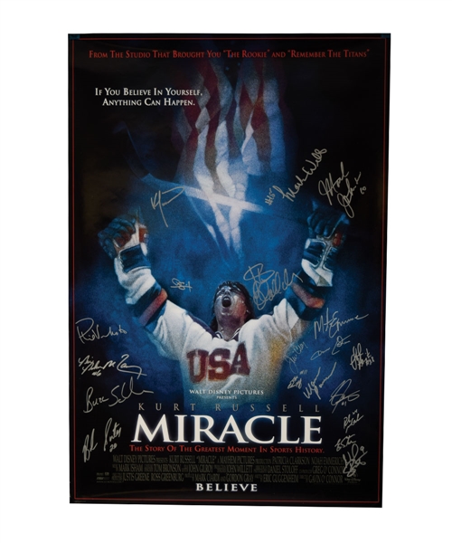 Mark Pavelichs "Miracle" Movie Poster Team-Signed by Team USA 1980 with Craig, Eruzione and Morrow (27” x 40”) 