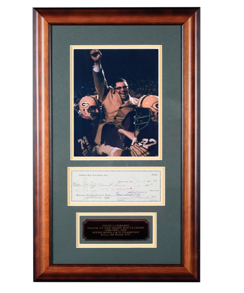 Vince Lombardi Signed 1960 Green Bay Packers Check Framed Display with PSA/DNA LOA (15" x 24") 
