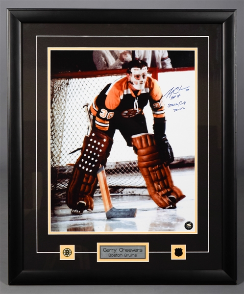Montreal Canadiens Lafleur/Shutt Dual-Signed Framed Photo, Robinson Signed Framed Photo and Cheevers Boston Bruins Signed Framed Photo