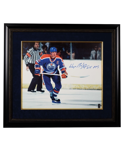 Wayne Gretzky Signed Edmonton Oilers "215 Points" Limited-Edition Framed Print on Canvas AP #2/10 with WGA COA (31" x 35") 
