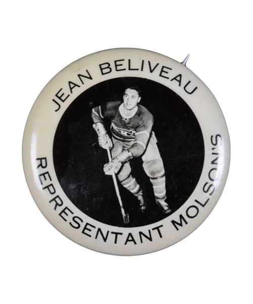 Scarce 1950s Jean Beliveau Montreal Canadiens "Representant Molsons" Pin