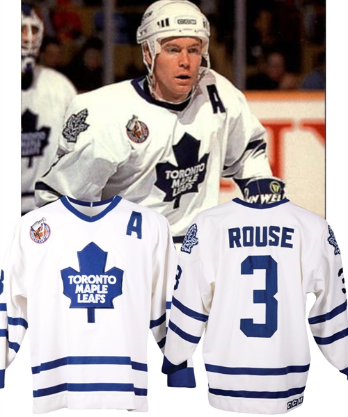 Bob Rouses 1992-93 Toronto Maple Leafs Game-Worn Alternate Captains Jersey with LOA - Centennial Patch!