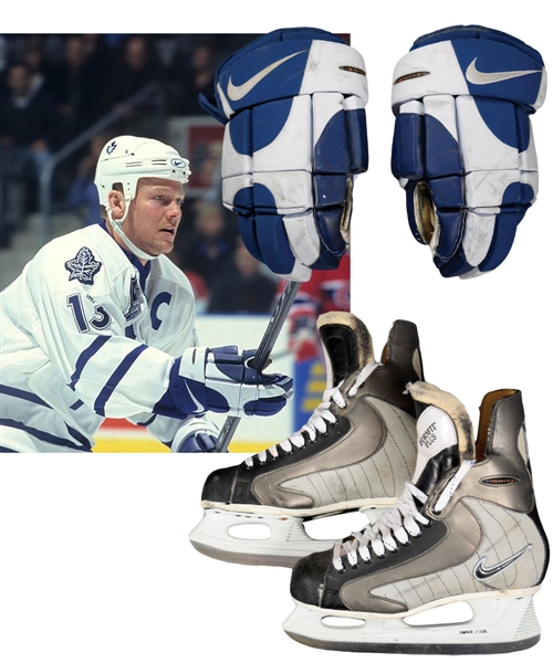 Mats Sundins Late-1990s Toronto Maple Leafs Nike Game-Used Gloves and Skates