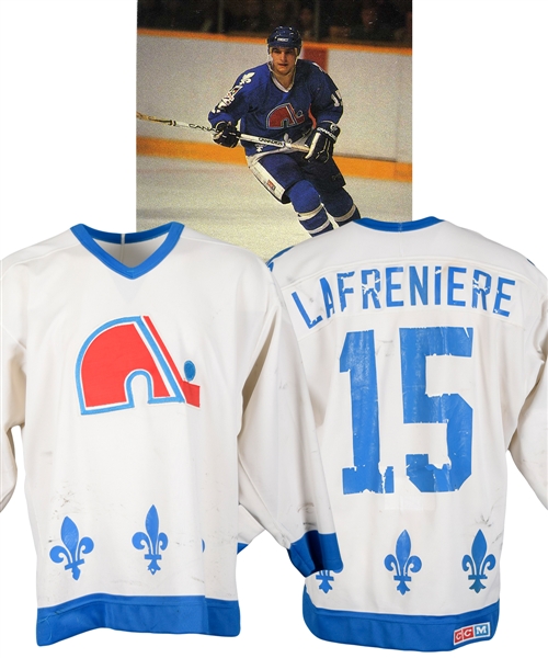Jason Lafrenieres 1986-87 Quebec Nordiques Game-Worn Rookie Season Jersey - Rendez-Vous 87 Patch!