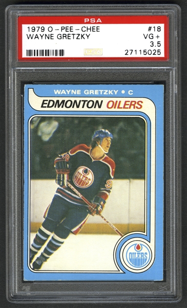 1979-80 O-Pee-Chee Hockey #18 HOFer Wayne Gretzky Rookie Card - Graded PSA 3.5