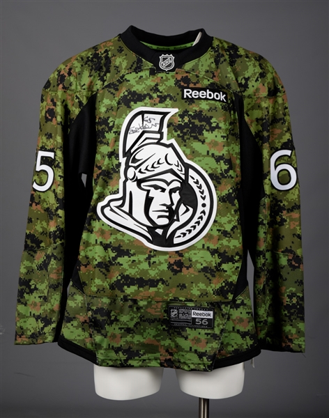 Erik Karlsson Signed Ottawa Senators "Military Night" Jersey with Team COA Plus Customized McFarlane Figurine