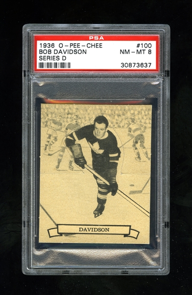 1936-37 O-Pee-Chee Series "D" (V304D) Hockey Card #100 Bob Davidson RC - Graded PSA 8