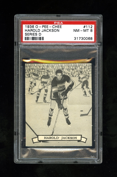 1936-37 O-Pee-Chee Series "D" (V304D) Hockey Card #112 Harold Jackson RC - Graded PSA 8 - Highest Graded!