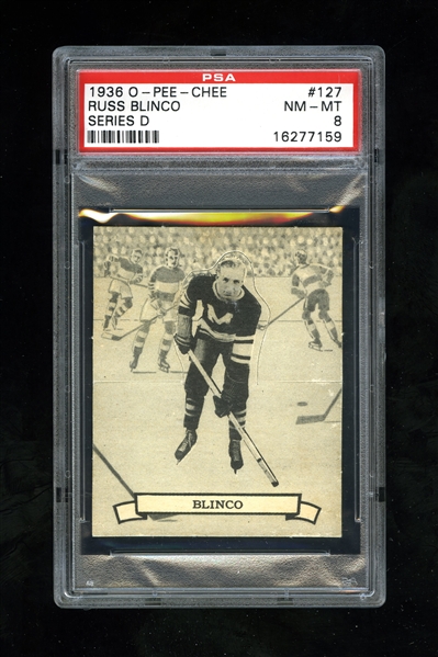 1936-37 O-Pee-Chee Series "D" (V304D) Hockey Card #127 Russ Blinco - Graded PSA 8