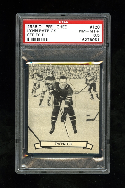 1936-37 O-Pee-Chee Series "D" (V304D) Hockey Card #128 HOFer Lynn Patrick - Graded PSA 8.5 - Highest Graded!