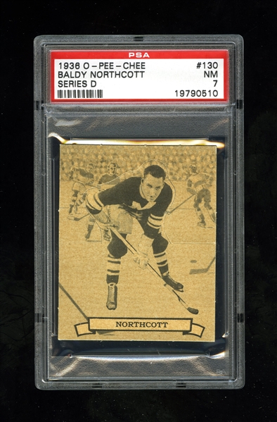 1936-37 O-Pee-Chee Series "D" (V304D) Hockey Card #130 Baldy Northcott - Graded PSA 7