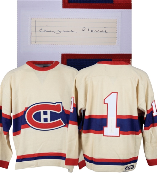 Deceased HOFer Jacques Plante Montreal Canadiens "CCM Vintage" Custom Jersey with Inserted Signature Cut