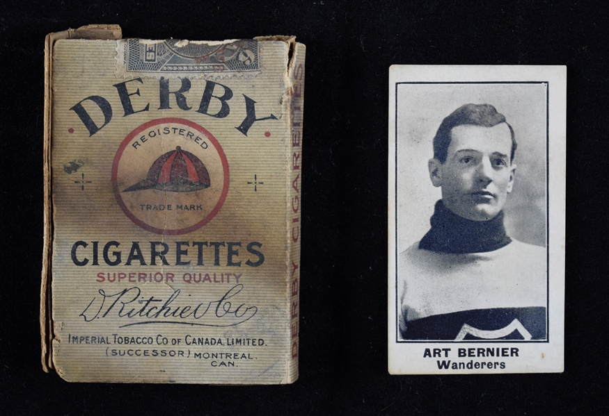1912-13 Imperial Tobacco C57 "Derby" Cigarette Box / Wrapper Including #6 Art Bernier Hockey Card