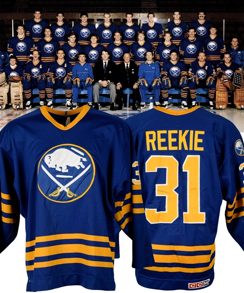Joe Reekies 1985-86 Buffalo Sabres Game-Worn Rookie Jersey - Team Repairs!