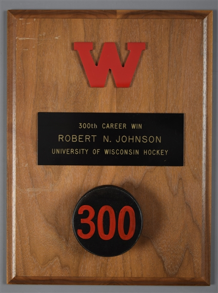 Bob Johnson’s Wisconsin Badgers 300th Win Presentational Award Plaque