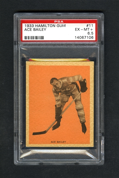 1933-34 Hamilton Gum (V288) Hockey Card #11 HOFer Ace Bailey RC - Graded PSA 6.5 - Highest Graded!