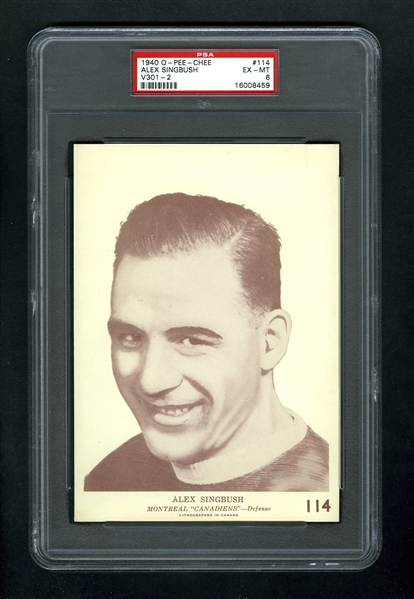 1940-41 O-Pee-Chee (V301-2) Hockey Card #114 Alex Singbush RC - Graded PSA 6
