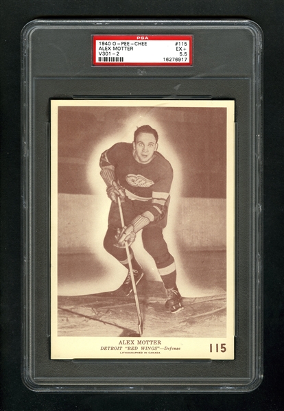 1940-41 O-Pee-Chee (V301-2) Hockey Card #115 Alex Motter RC - Graded PSA 5.5 - Highest Graded!