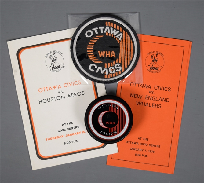 WHA Ottawa Civics 1975-76 Hockey Program Collection of 2
