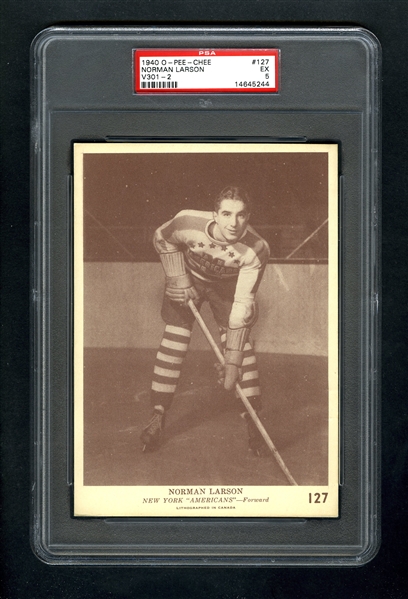 1940-41 O-Pee-Chee (V301-2) Hockey Card #127 Norman Larson RC - Graded PSA 5
