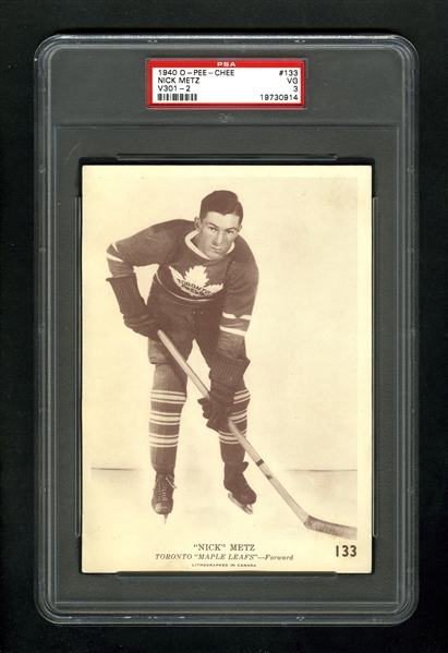 1940-41 O-Pee-Chee (V301-2) Hockey Card #133 Nick Metz - Graded PSA 3