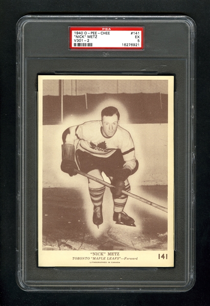 1940-41 O-Pee-Chee (V301-2) Hockey Card #141 Nick Metz - Graded PSA 5 - Highest Graded!