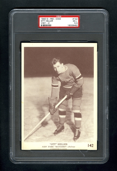 1940-41 O-Pee-Chee (V301-2) Hockey Card #142 Ott Heller - Graded PSA 5.5 - Highest Graded!