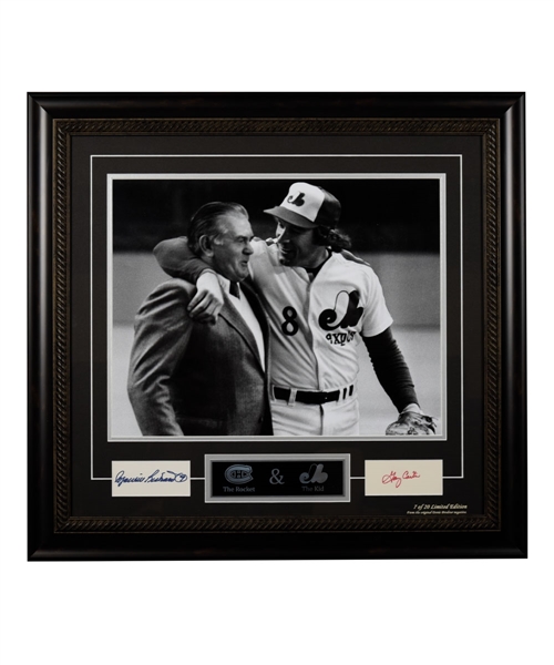 Maurice Richard and Gary Carter "The Rocket and The Kid" Dual-Signed Limited-Edition Framed Display #7/20 with LOA (28" x 30")
