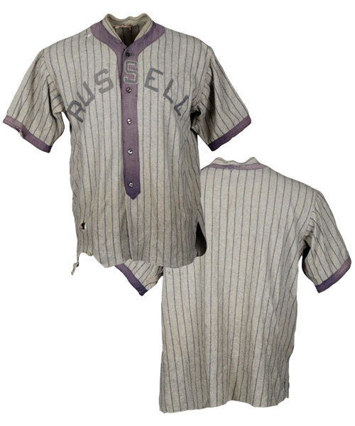 Circa 1920s Russell Manitoba Game-Worn Wool Baseball Uniform with Jersey, Pants and Belt