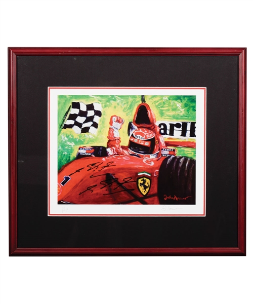 Ferrari Formula One Racing Legend Michael Schumacher Signed John Arcaro Artist Proof Framed Print
